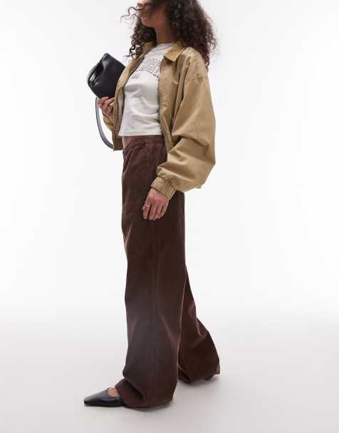 Topshop cord sweatpants in brown - view 1