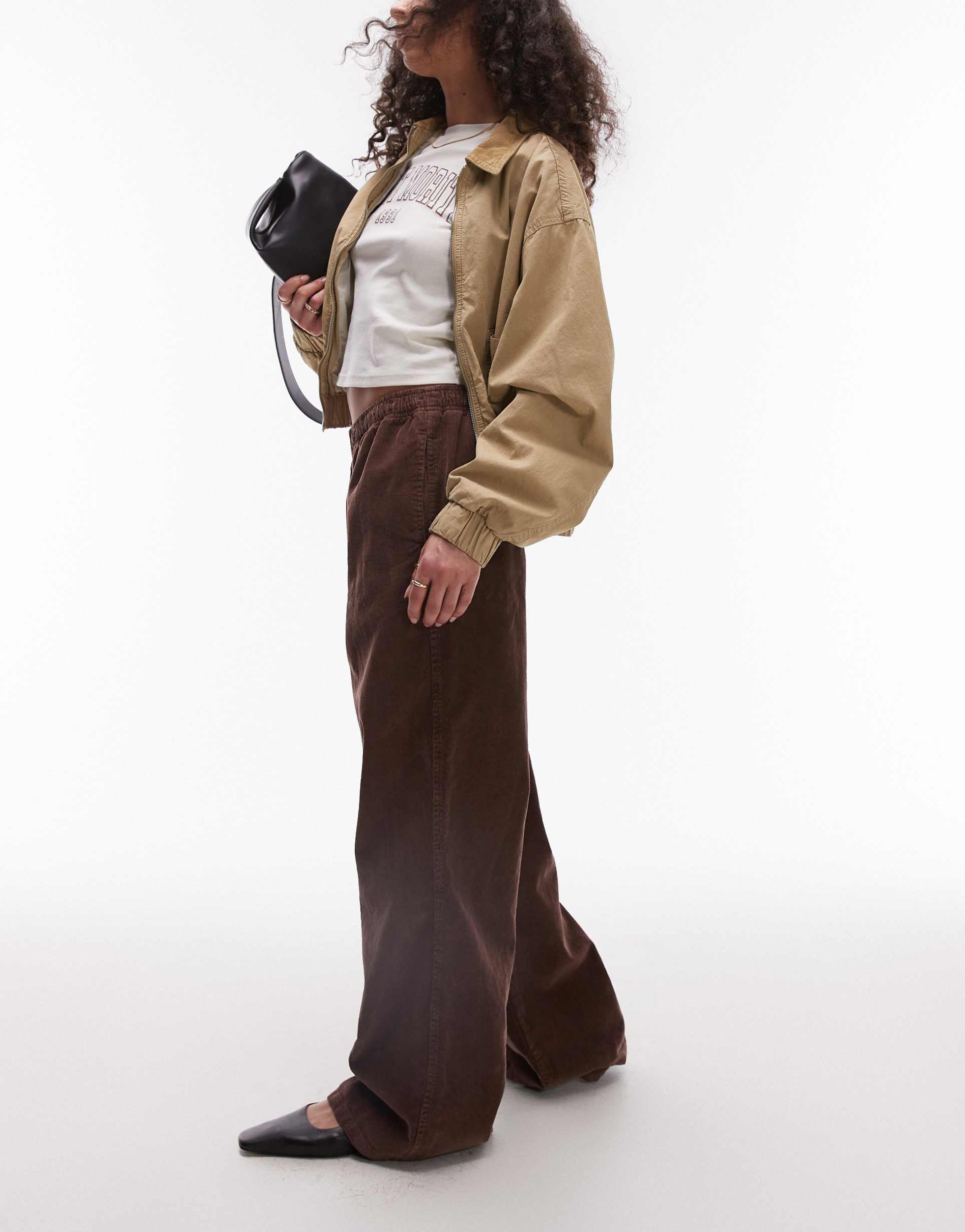 topshop cord sweatpants in brown