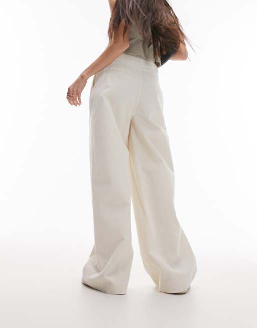 Topshop white wide leg trousers cheap