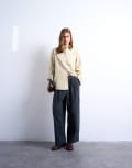 [Topshop] Topshop cord wide leg awkward length pants in slate-Brown 4 Slate