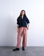 Topshop cord wide leg awkward length trouser in pink