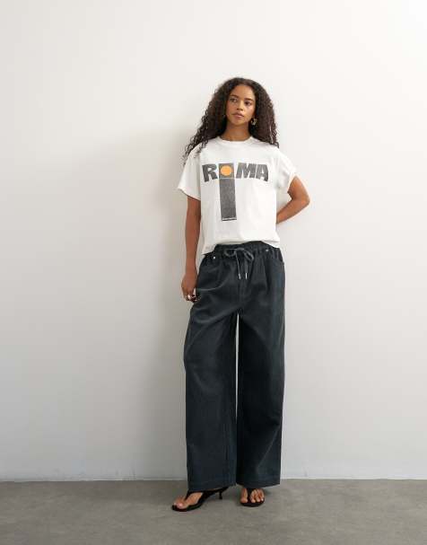 Topshop Cordhose mit weitem Bein zum Hineinschlüpfen in Grau - view 1