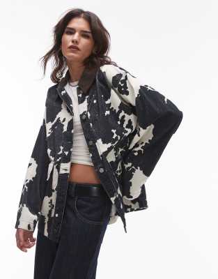 Topshop - Cordjacke mit Kuhfellmuster-Bunt