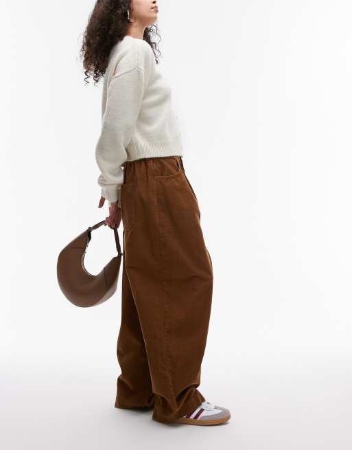 Topshop - Corduroy broek met ballonpijpen in lichtbruin