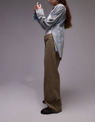 corduroy low slung pants in camel-Neutral