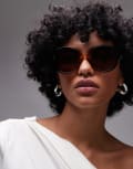 [Topshop] Topshop Corfu large round sunglasses in brown ombre One Size BROWN GRAD