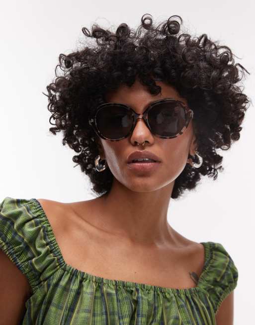 Topshop - Corfu - Lunettes de soleil rondes oversize - Écaille de tortue transparent, 3 de 3