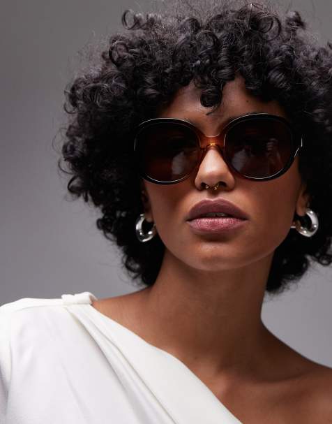 Topshop – Corfu – Runde, große Sonnenbrille in Ombré-Braun - view 1