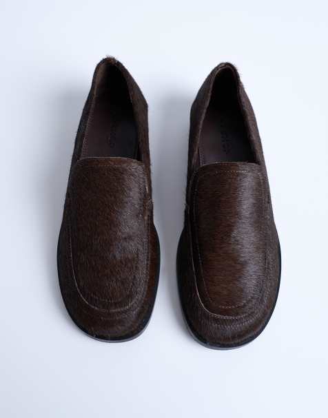 Topshop - Corrie - Mocassins plates en cuir effet poulain - Chocolat - view 1