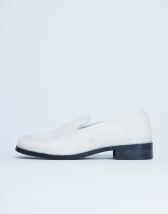 Topshop Corrie real leather pony flat shoe loafer in off white 