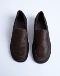 [Topshop] Topshop Corrie real leather pony flat shoe loafers in chocolate-Brown 38 Chocolate