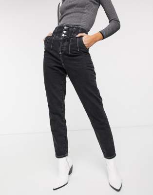 Topshop washed store black mom jeans