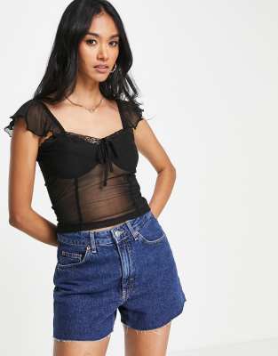 TOPSHOP Contrast Lace Trim Cami Top