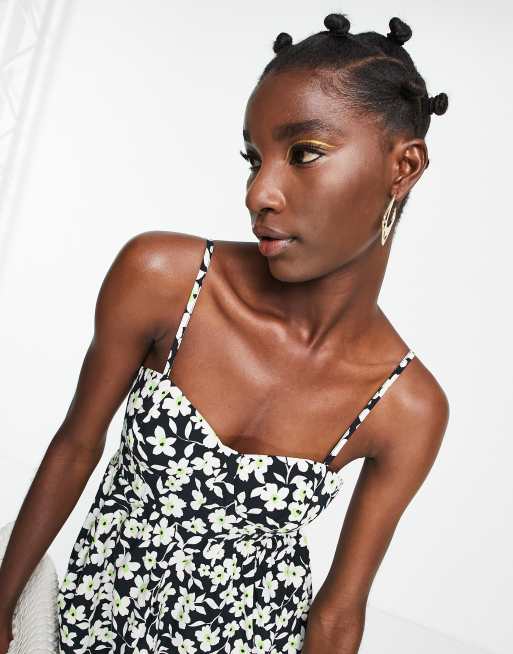 Topshop floral corset midi cheap dress