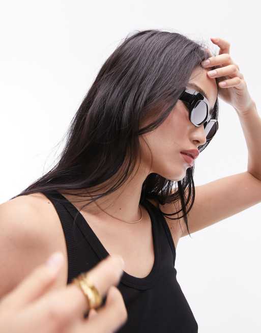 Topshop – Cosmo – Rechteckige Cat-Eye-Sonnenbrille in Schwarz, 3 von 4