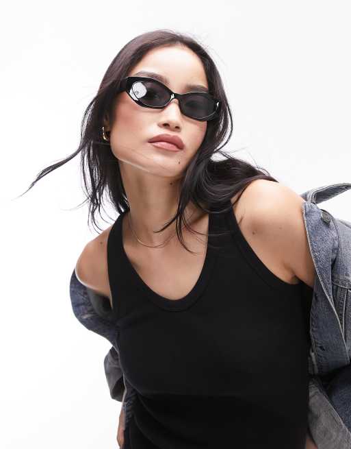 Topshop – Cosmo – Rechteckige Cat-Eye-Sonnenbrille in Schwarz, 4 von 4