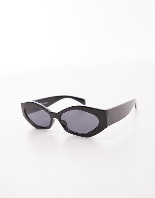 Topshop Cosmo rectangular cat eye sunglasses in black