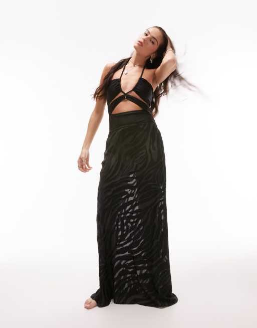 Topshop - Costume da bagno allacciato al collo con cut-out nero , 2 di 4
