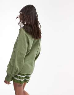 Model wearing Cotton casual angled armhole shirt in khaki