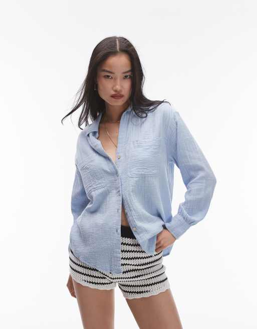 Topshop cotton casual shirt in chambray