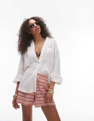 Topshop Topshop cotton casual shirt in ivory-White