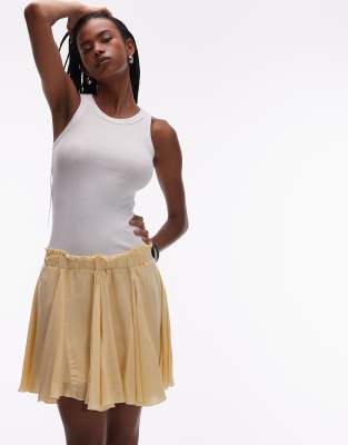 Topshop Cotton Flippy Mini Skirt With Godets
