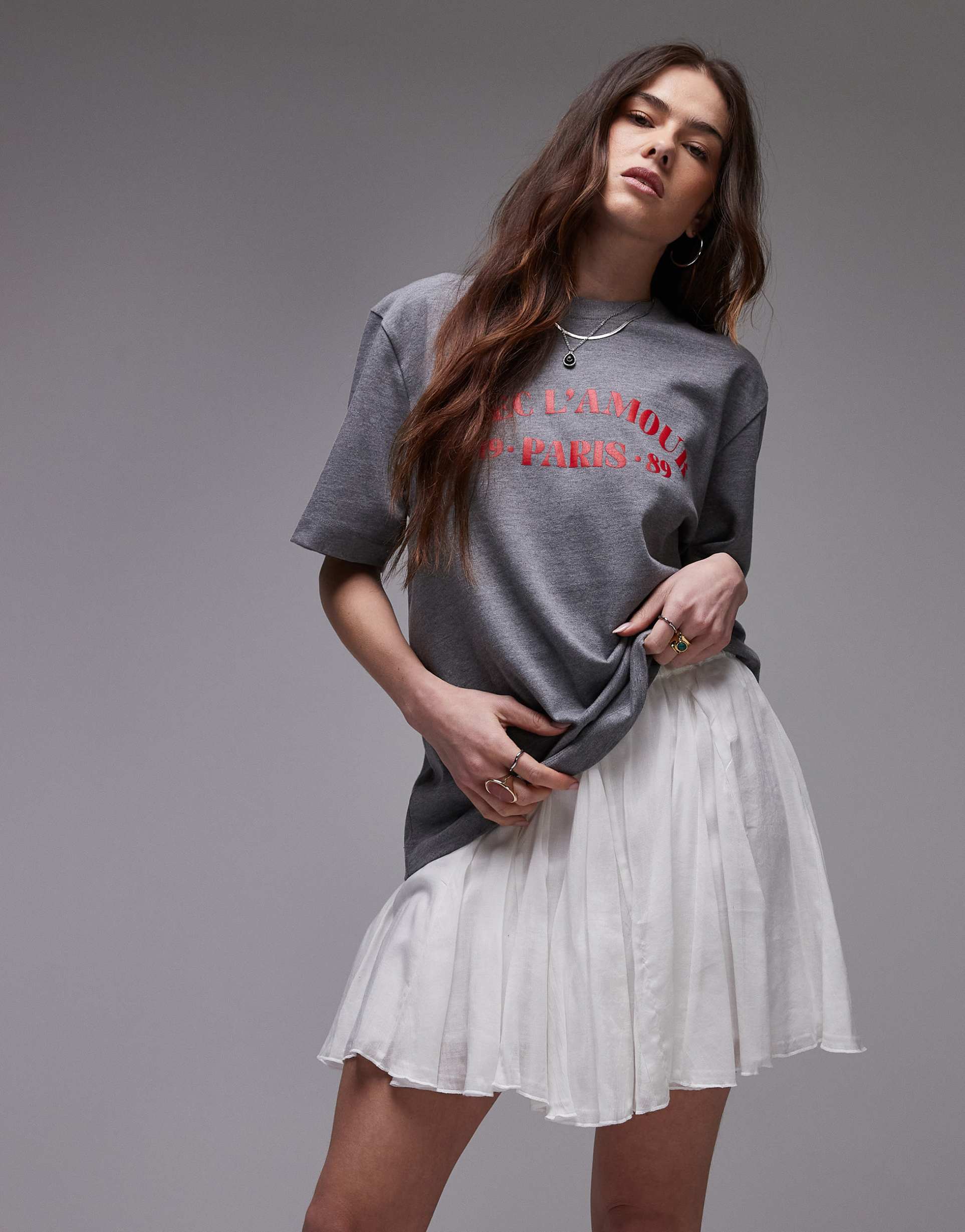 topshop cotton flippy mini skirt with godets in ivory