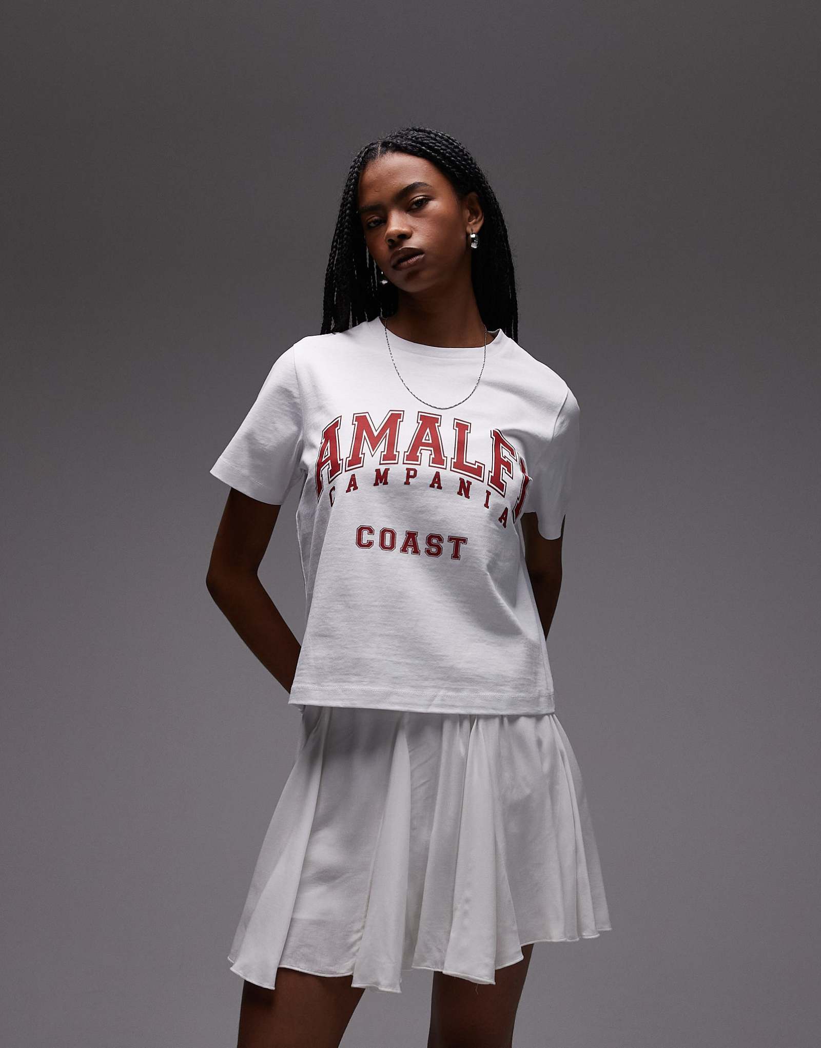 Хлопковая облегающая мини-юбка Topshop с заклепками белого цвета