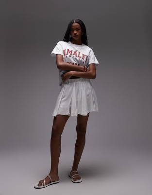 Topshop Cotton Flippy Mini Skirt With Godets