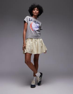 Topshop Cotton Flippy Mini Skirt With Godets In Yellow