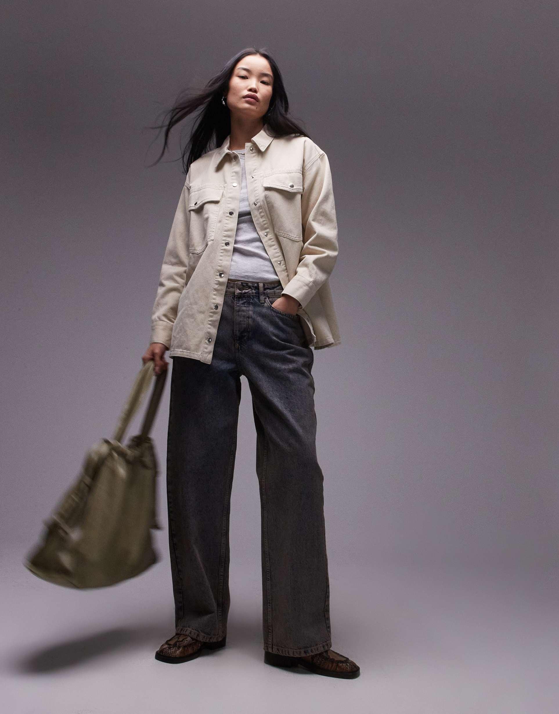 topshop cotton jacket in buttermilk