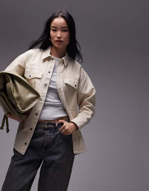 Topshop cotton jacket in buttermilk Yellow