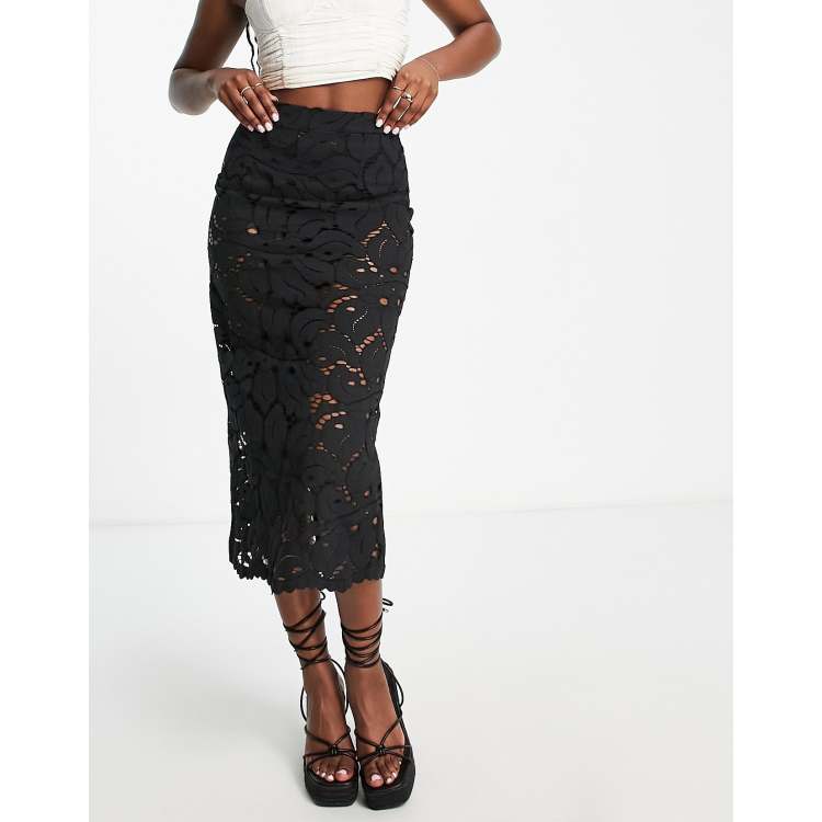 Black lace white clearance skirt