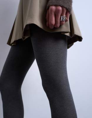 Topshop Cotton Tights In Gray