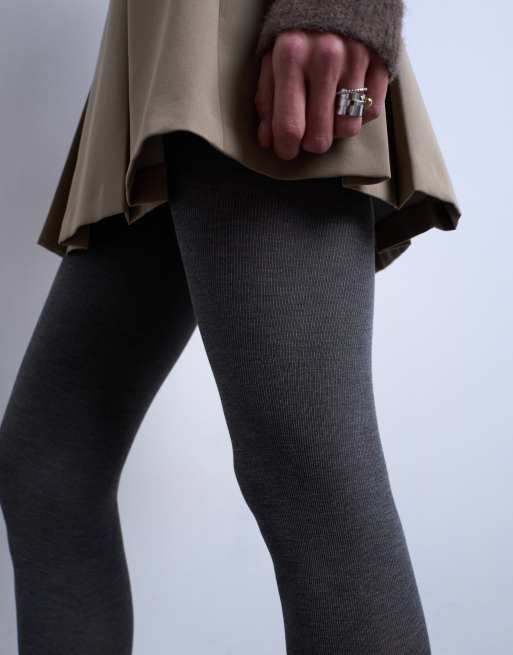 Topshop cotton tights in grey, 2 of 3