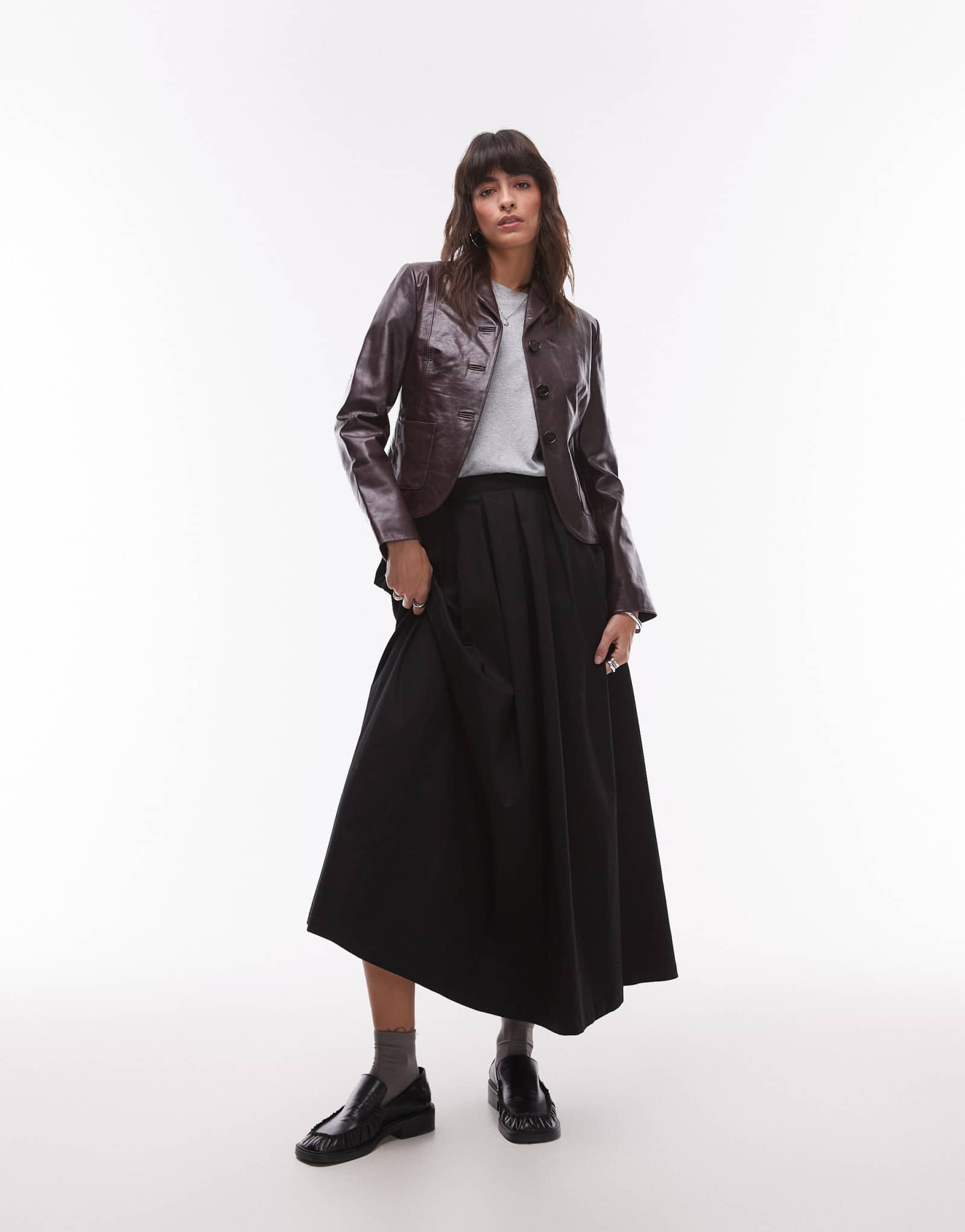 Юбка широкая Topshop черного цвета