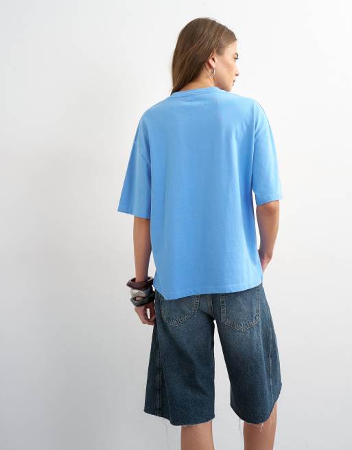 Topshop 'Coucher De Soleil' grafisk oversized T-shirt i lyseblå, 3 af 4