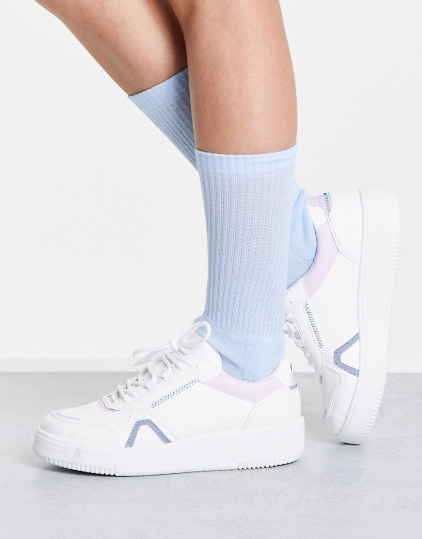Topshop Court sporty lace up sneakers in purple
