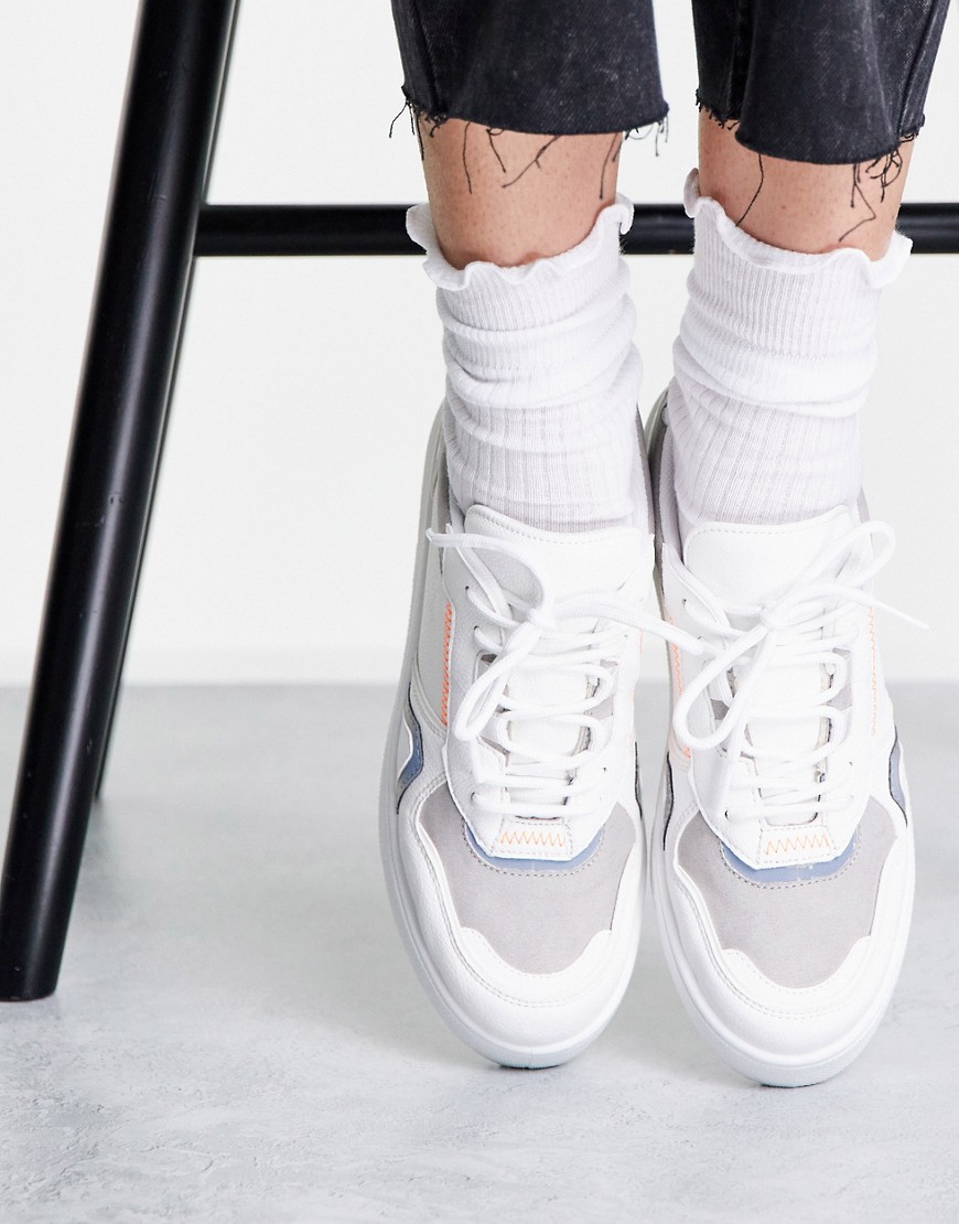 Topshop Court sporty lace up sneakers in white