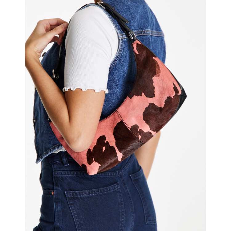 Topshop cow print leather shoulder bag ASOS