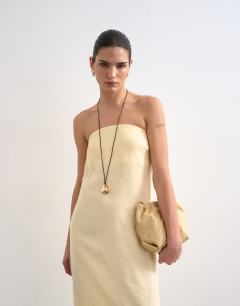 Cowl back bandeau midi dress in buttermilk