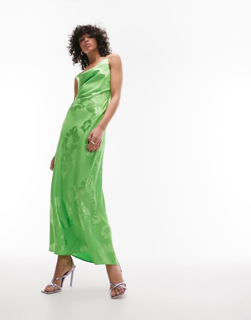 The Green Cowl Neck Jacquard Satin Maxi Dress & Reviews - Green