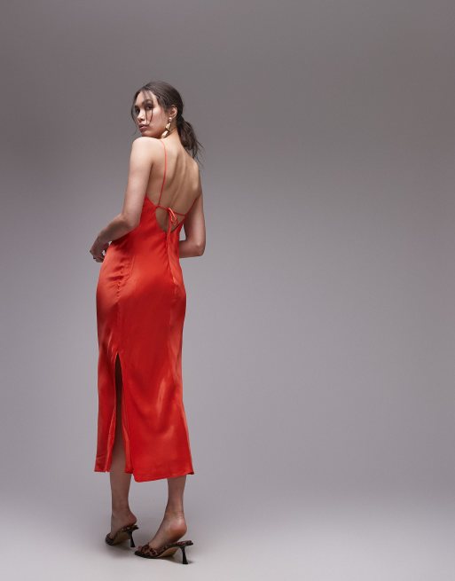 Topshop red midi dress sales