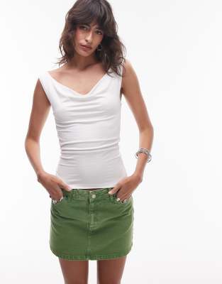 topshop cowl neck tank top in white