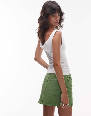 Topshop Cowl Neck Tank Top In White