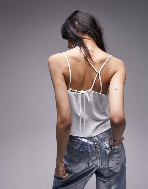 Strappy Cowl Neck Satin Cami Vest Top In Cream | One Nation Clothing |  SilkFred US