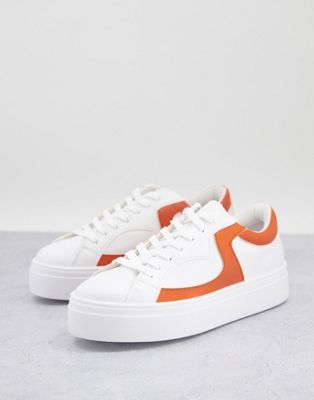 Topshop Craft lace up sneakers in orange  - ASOS Price Checker