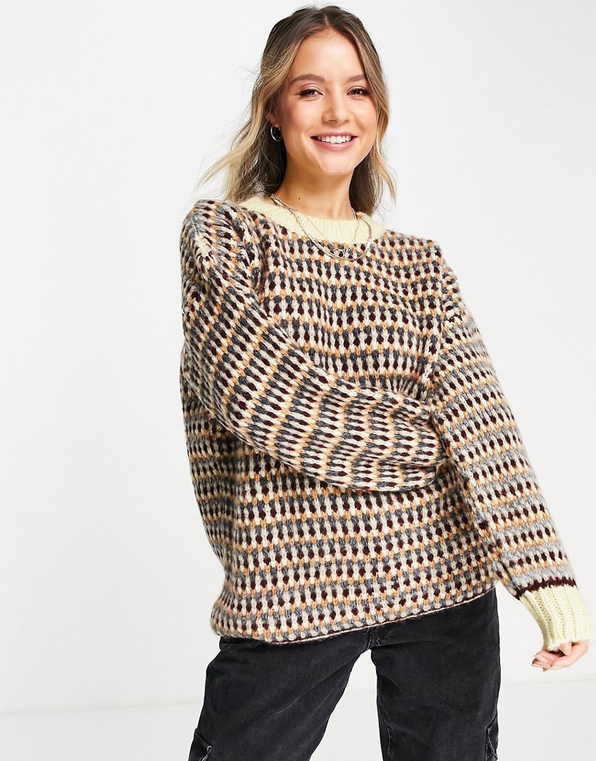 Topshop crafty stitch knit sweater in multi