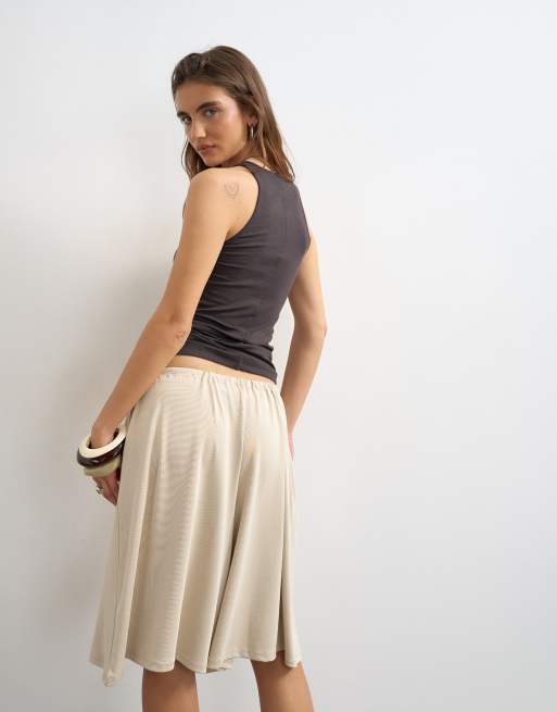 Topshop - Cremefarvede bermudashorts i cupro med løbesnor, 4 af 5
