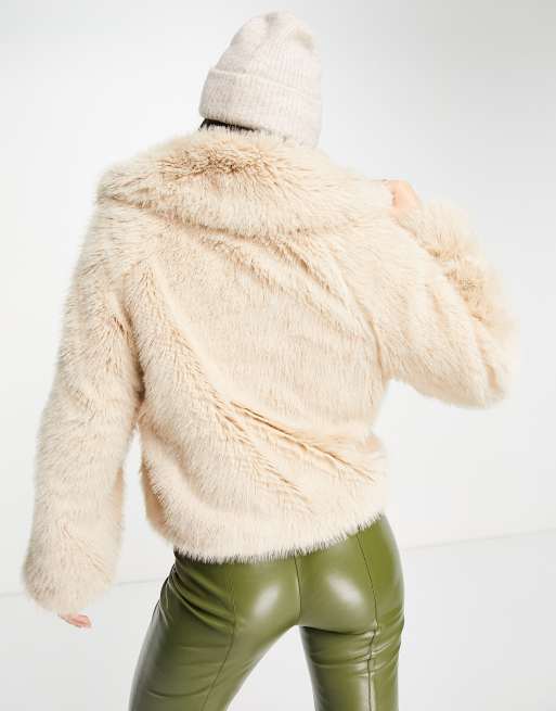 Topshop - Cremehvid pelsfrakke i cremehvid, 2 af 4